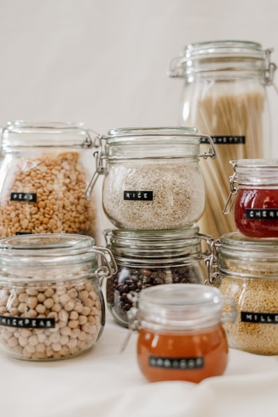 Glass jars to hold bulk buy food